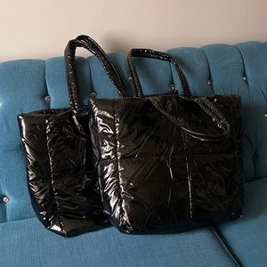 Glossy Black Tote Bags
